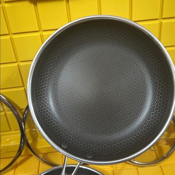 HEXCLAD Hybrid 7 Piece Nonstick Stainless Steel Frying Pan Set 8 10 12" Lids Wok - Picture 8 of 10